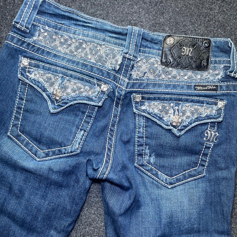 Miss Me Bootcut Jeans Women 27 Blue Excellent Lace Rhinestone JP5002-36